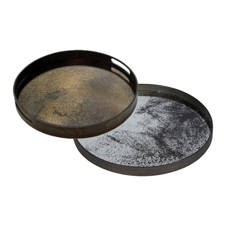 Small Bronze Mirror Round Decorative Tray