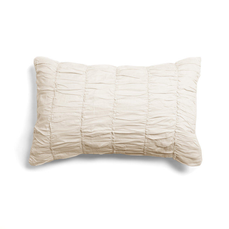 Ivory Cotton Pleated Throw Pillow