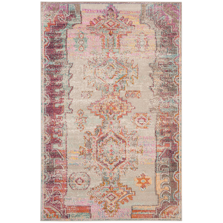 Neoma Light Grey and Purple 8' x 10' Synthetic Area Rug