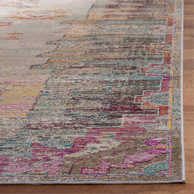 Neoma Light Grey and Purple 8' x 10' Synthetic Area Rug