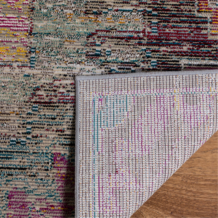 Neoma Light Grey and Purple 8' x 10' Synthetic Area Rug