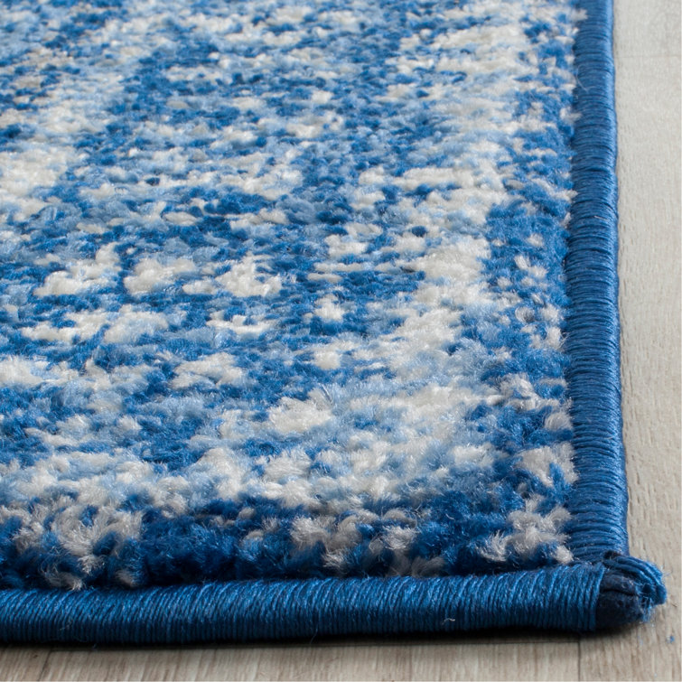 Adirondack Light Blue and Dark Blue Square Area Rug