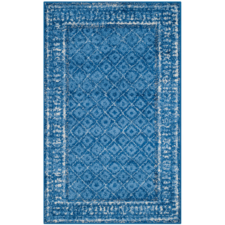 6' x 9' Blue Geometric Synthetic Area Rug
