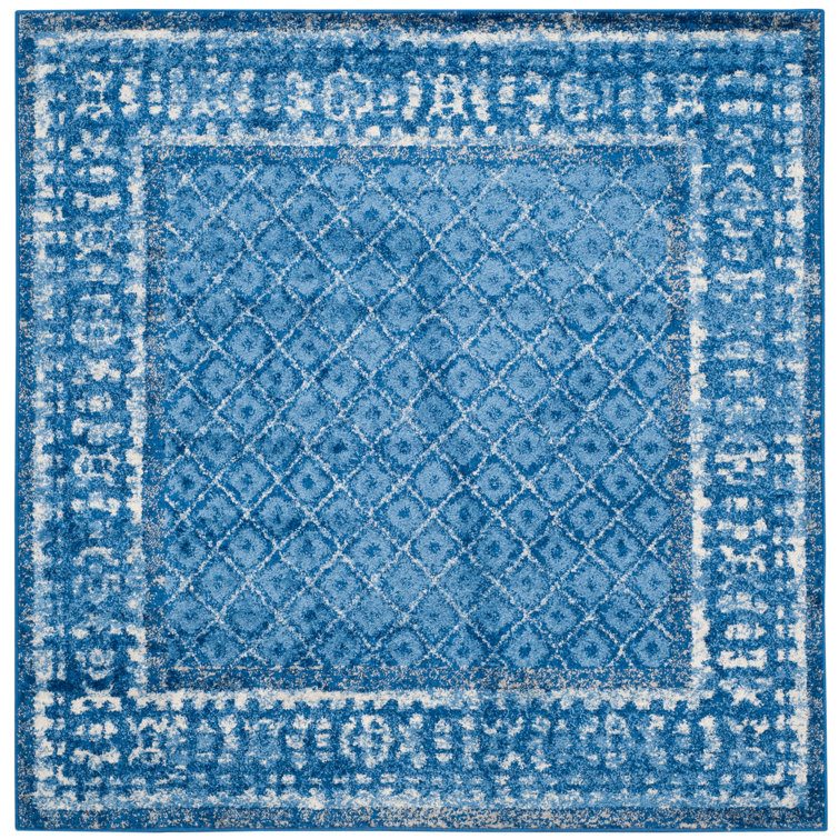Adirondack Light Blue and Dark Blue Square Area Rug