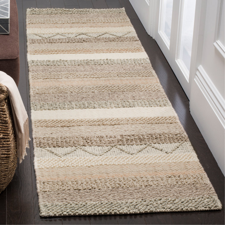 Handmade Beige Wool and Cotton Braided Square Rug