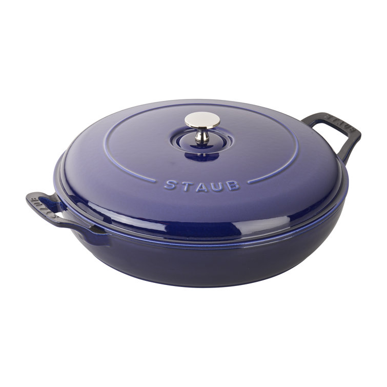 Dark Blue 3.5-qt Cast Iron Covered Braiser with Handles