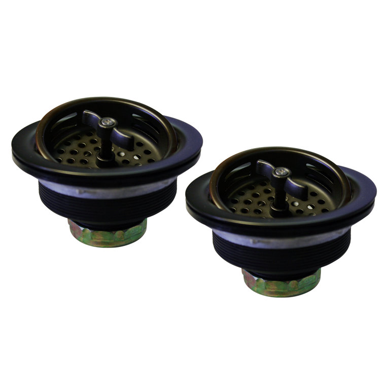 Matte Black Wing Nut Style Kitchen Sink Basket Strainer - 2-Pack