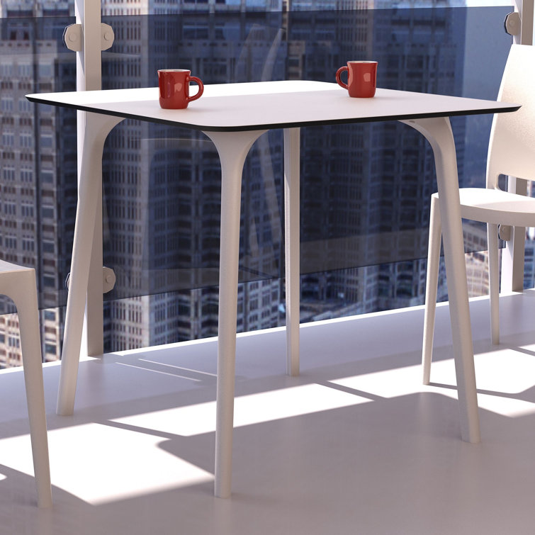 White Square Synthetic Laminate Outdoor Dining Table