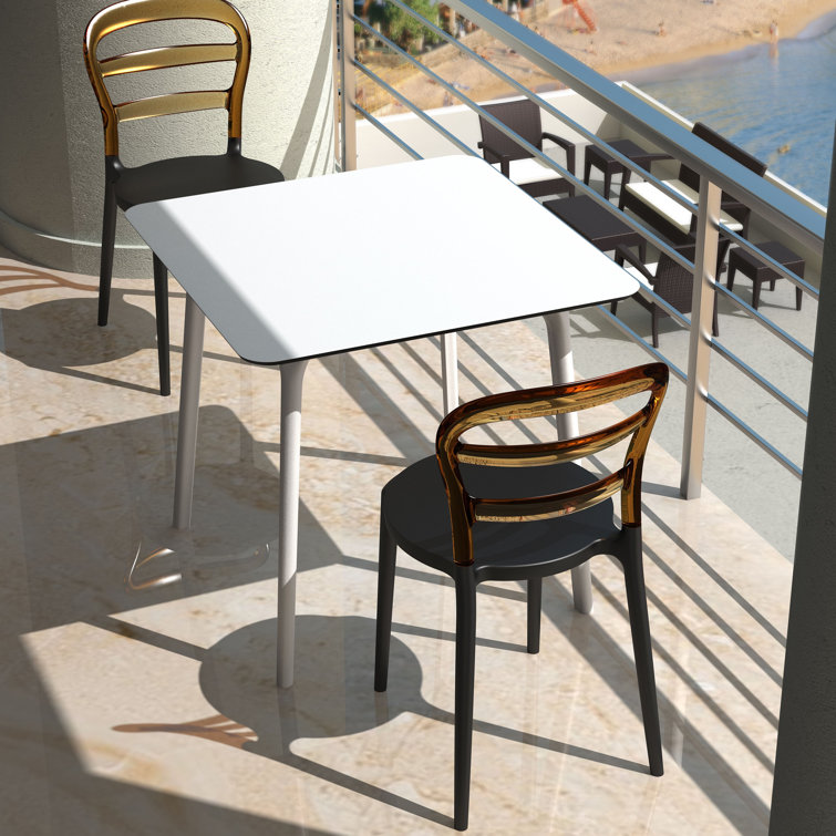 White Square Synthetic Laminate Outdoor Dining Table