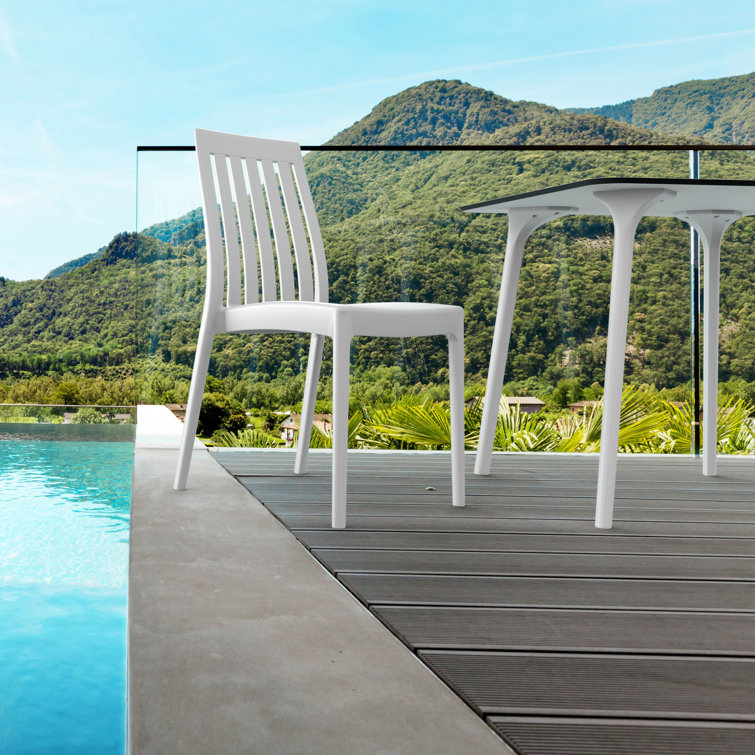 White Square Synthetic Laminate Outdoor Dining Table