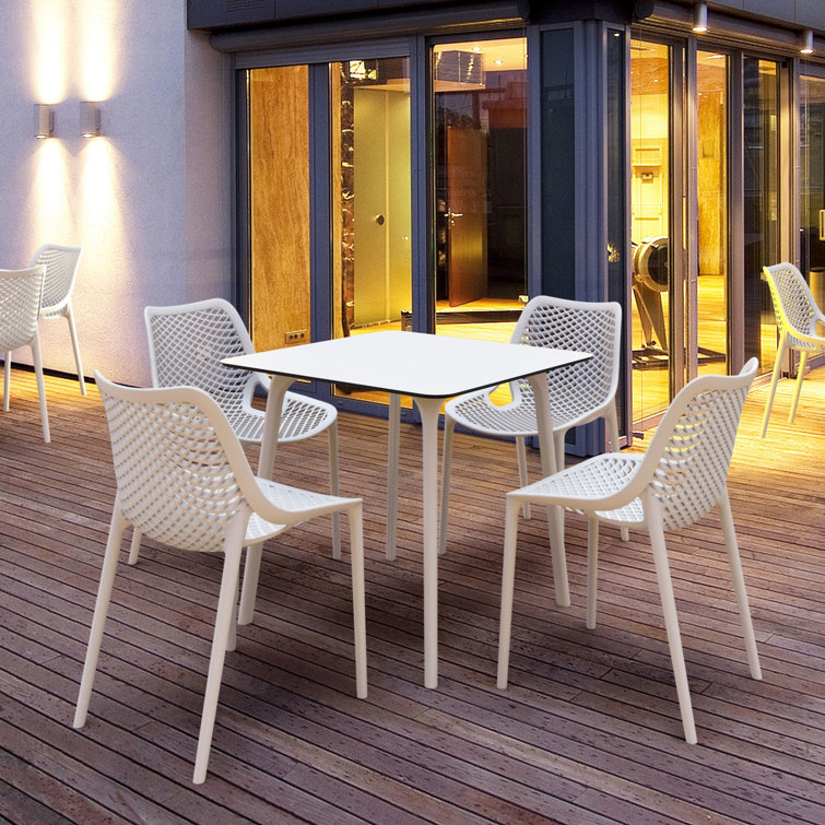 White Square Synthetic Laminate Outdoor Dining Table