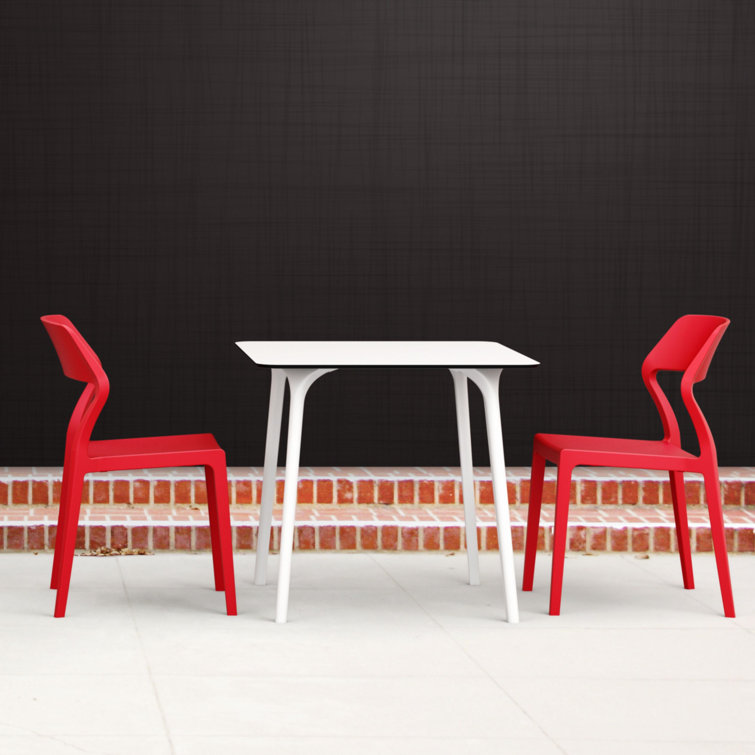 White Square Synthetic Laminate Outdoor Dining Table