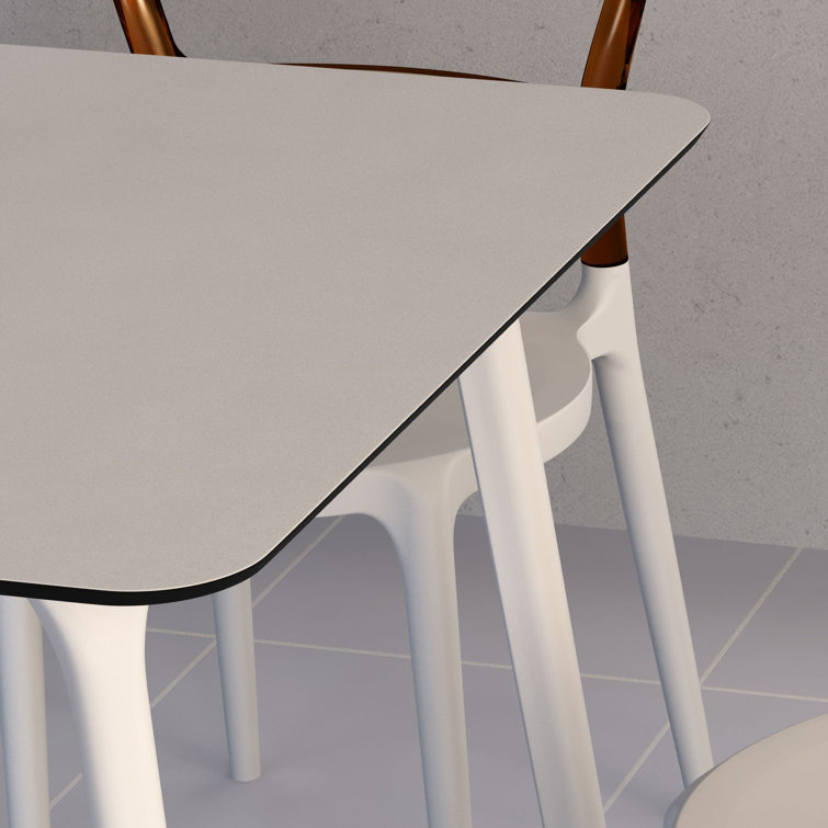 White Square Synthetic Laminate Outdoor Dining Table