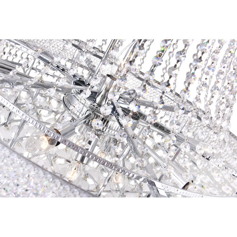 Elegant Empire Chrome & Crystal 28" Chandelier with Adjustable Chain