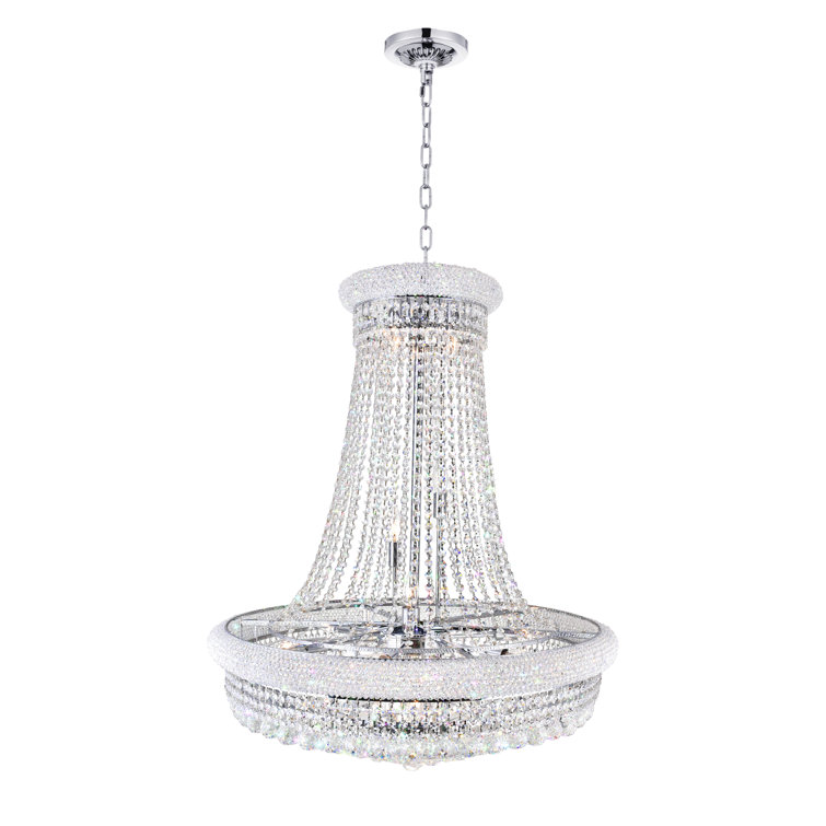 Elegant Empire Chrome & Crystal 28" Chandelier with Adjustable Chain