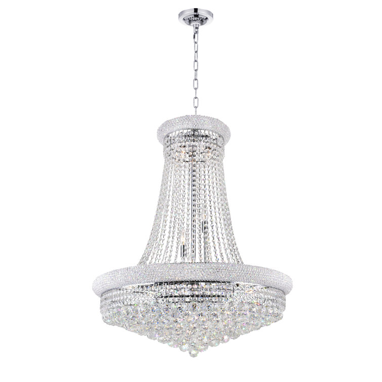 Elegant Empire Chrome & Crystal 28" Chandelier with Adjustable Chain