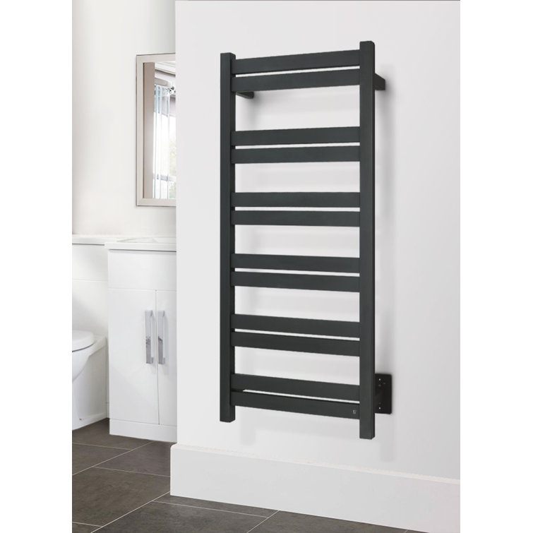 Grande 12-Bar Black Stainless Steel Wall-Mounted Towel Warmer