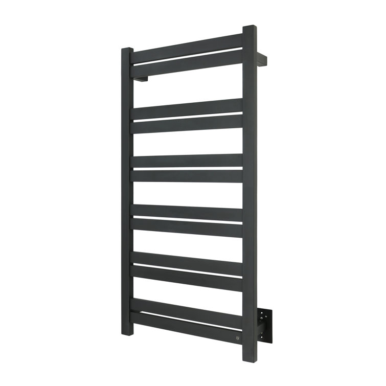 Grande 12-Bar Black Stainless Steel Wall-Mounted Towel Warmer
