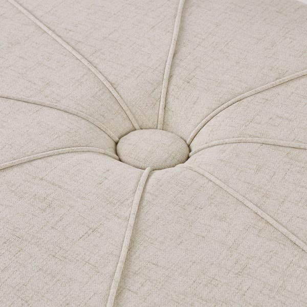 Elegant Cream Melange Tufted Oval Ottoman