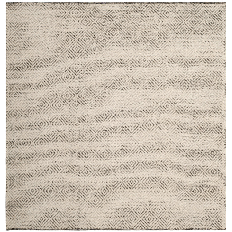 Ivory and Light Grey Hand-Tufted Wool Square Rug