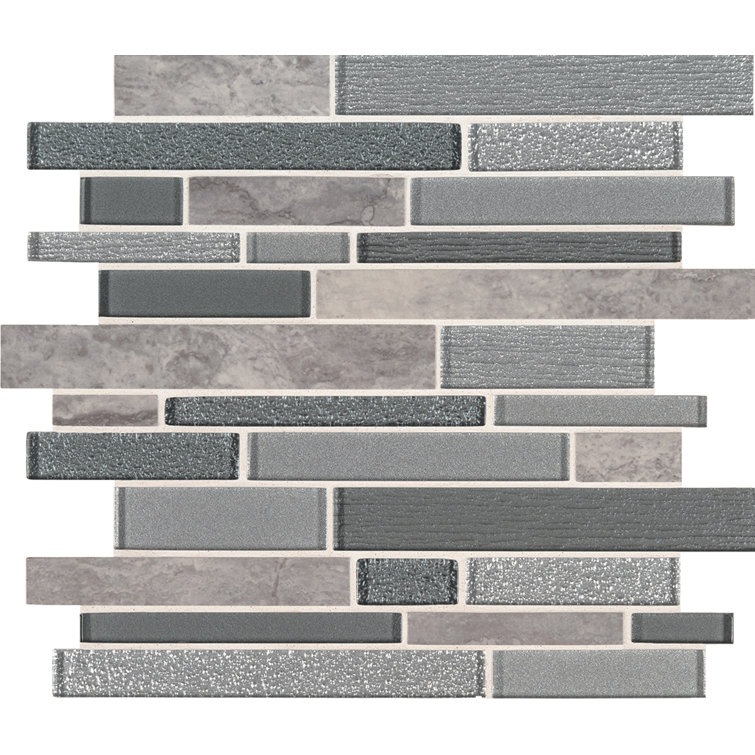 Smoky Alps Gray Porcelain and Glass Mosaic Wall Tile