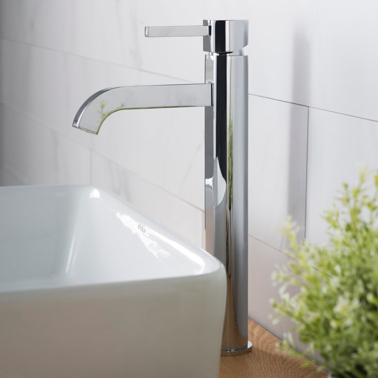 Sleek Satin Nickel Single Lever Vessel Faucet in Chrome
