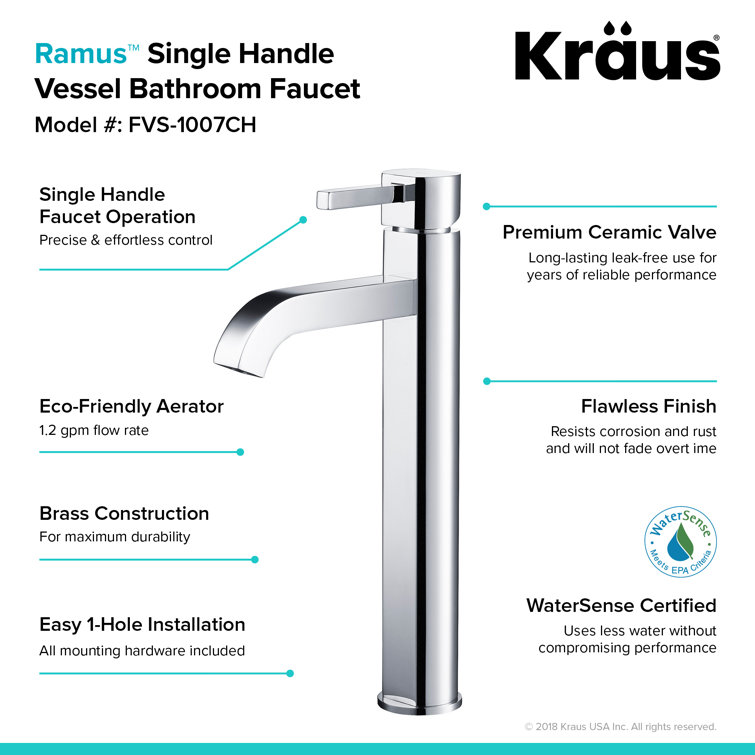 Sleek Satin Nickel Single Lever Vessel Faucet in Chrome