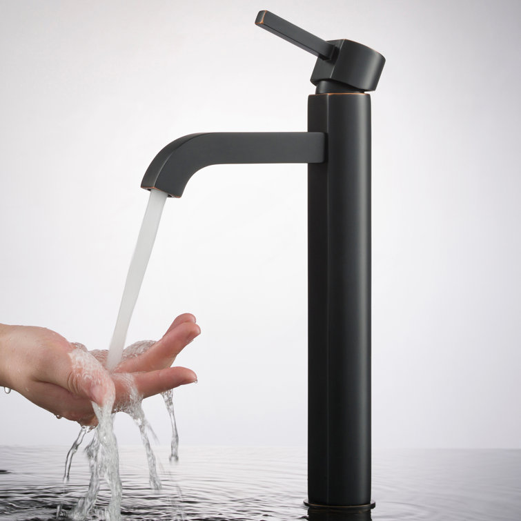 Satin Nickel Modern Vessel Single Hole Faucet in Bronze