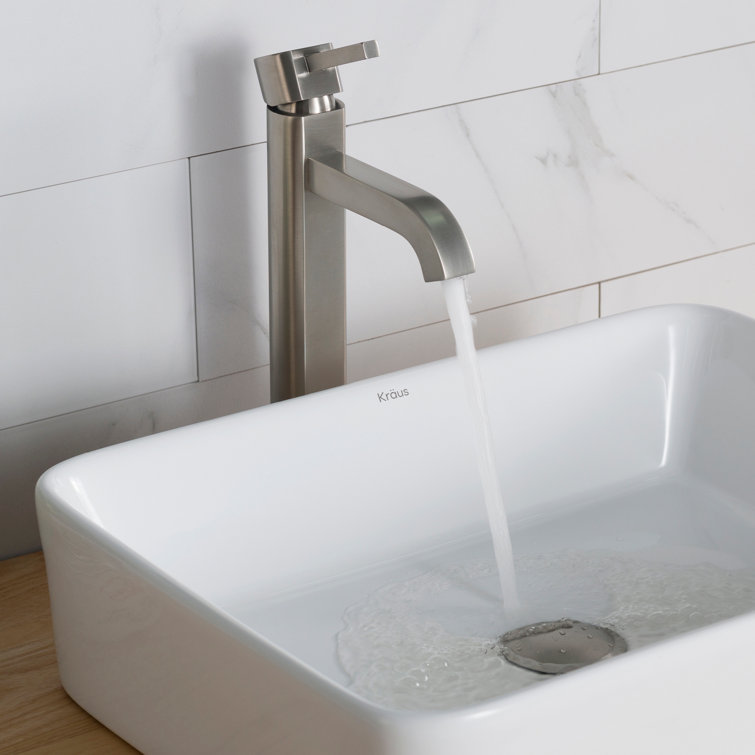 Satin Nickel Tall Vessel Single Hole Bathroom Faucet