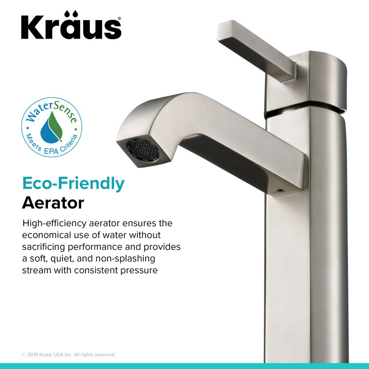 Satin Nickel Tall Vessel Single Hole Bathroom Faucet
