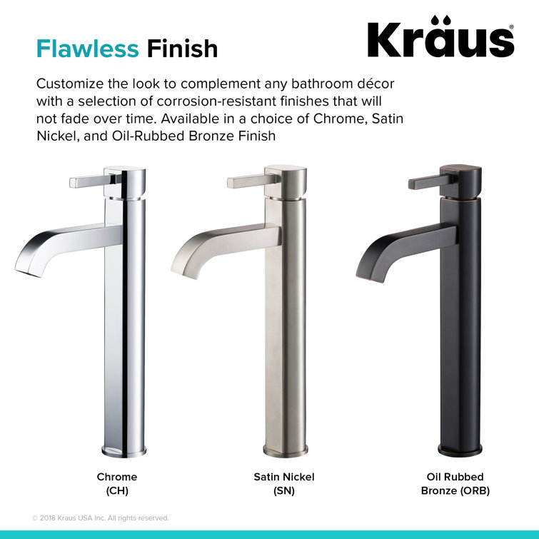 Satin Nickel Tall Vessel Single Hole Bathroom Faucet