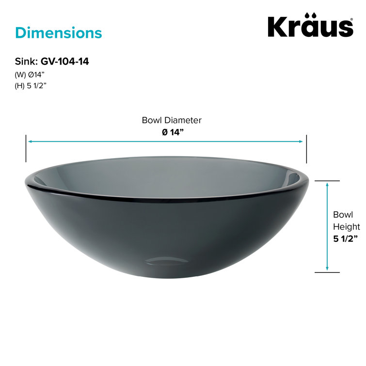 Clear Black Tempered Glass Circular Vessel Bathroom Sink