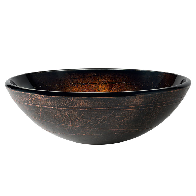 Copper Illusion Round Glass Vessel Sink with Pop-Up Drain