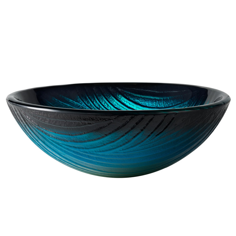Nei Green Tempered Glass Circular Vessel Sink, 17 inch