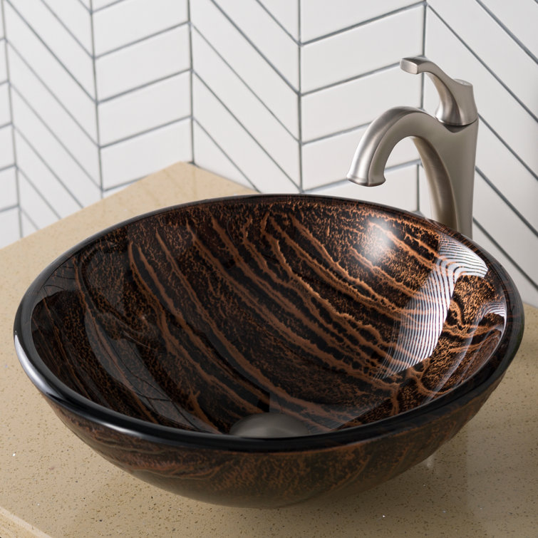 Gaia Copper-Brown Glass Circular Vessel Sink