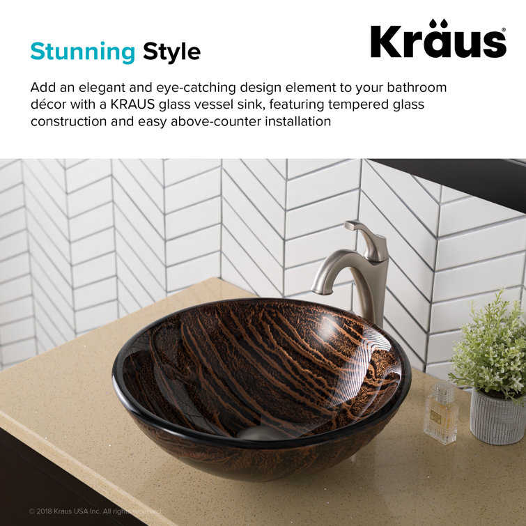 Gaia Copper-Brown Glass Circular Vessel Sink