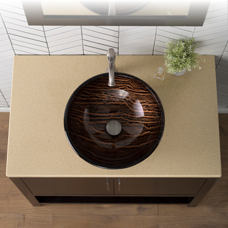 Gaia Copper-Brown Glass Circular Vessel Sink