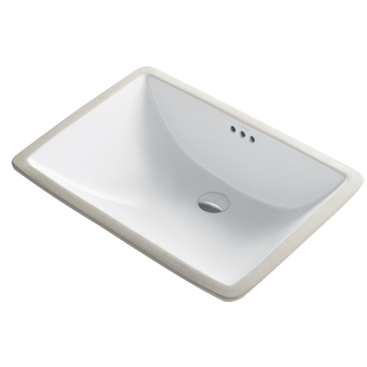 Elavo Modern White Ceramic Rectangular Undermount Bathroom Sink