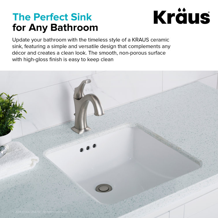 Elavo 17-inch White Ceramic Square Undermount Bathroom Sink