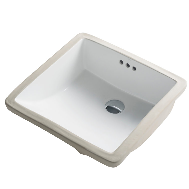 Elavo 17-inch White Ceramic Square Undermount Bathroom Sink