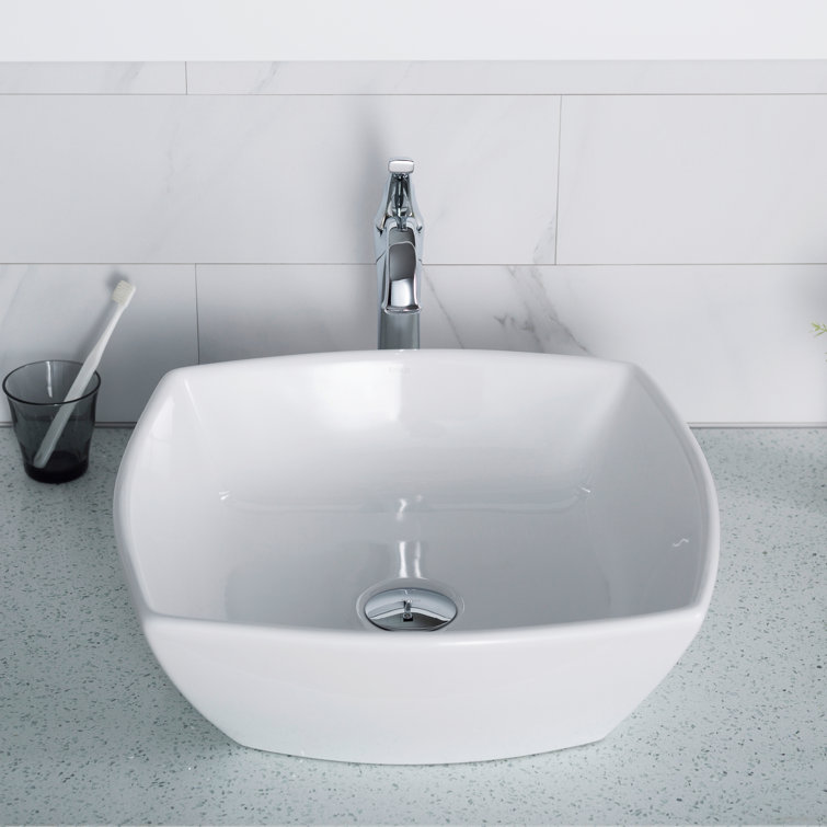 16.5 Inch White Ceramic Square Vessel Sink