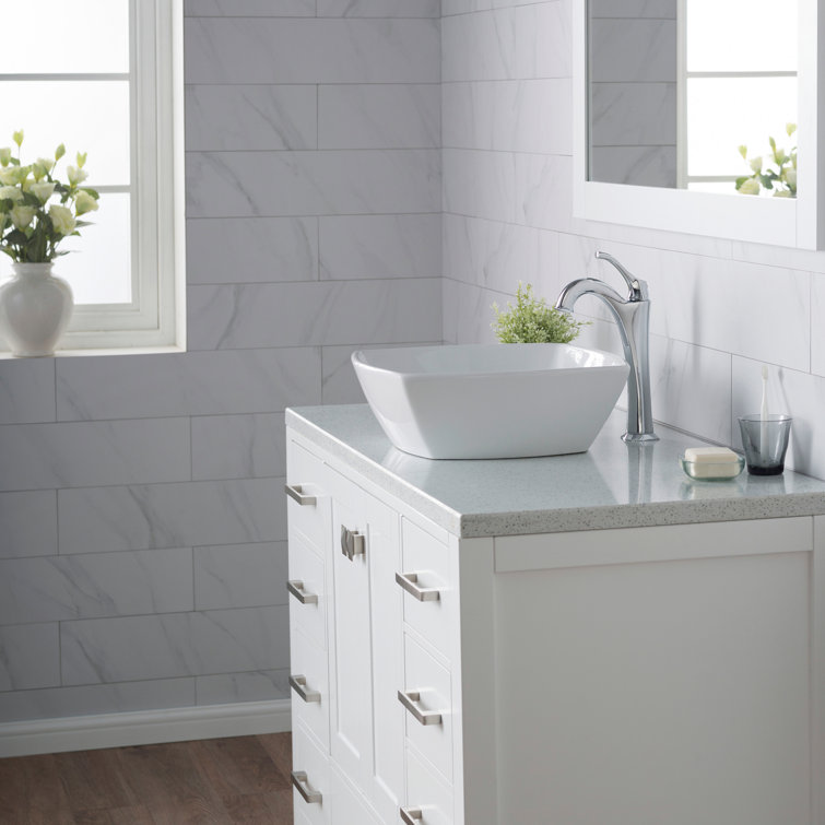 16.5 Inch White Ceramic Square Vessel Sink