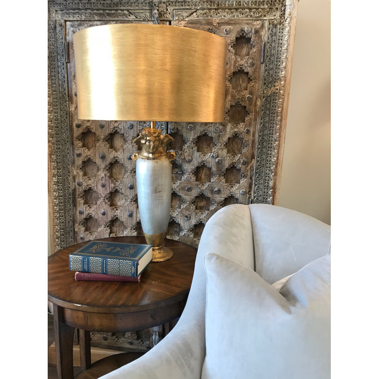 Bienville Silver and Gold Leaf Table Lamp with Gilded Gold Parchment Shade