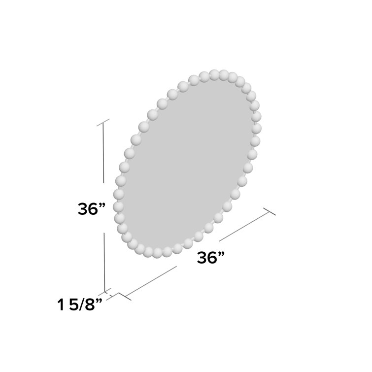 Marlowe Beaded 36" Silver Metallic Round Wall Mirror