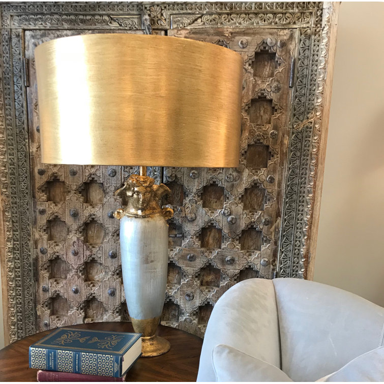 Bienville Silver and Gold Leaf Table Lamp with Gilded Gold Parchment Shade