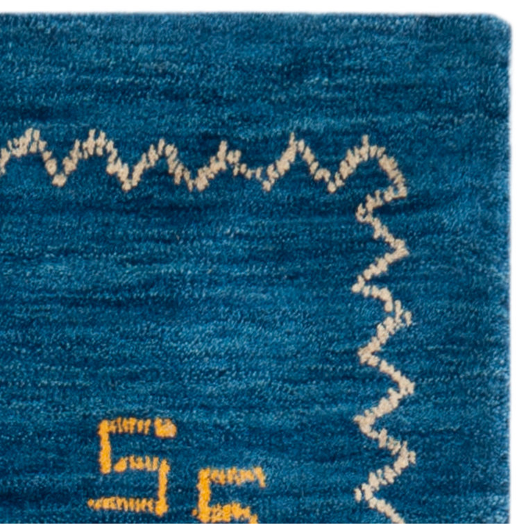 Danforth Blue Hand-Woven Wool Flatweave Area Rug 8' x 10'