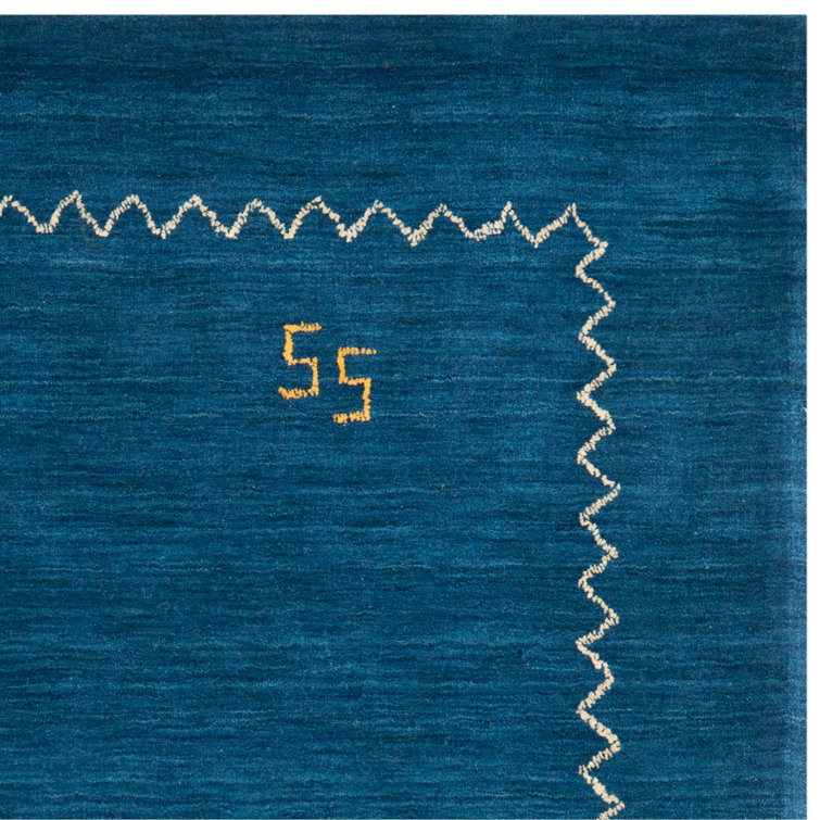 Danforth Blue Hand-Woven Wool Flatweave Area Rug 8' x 10'