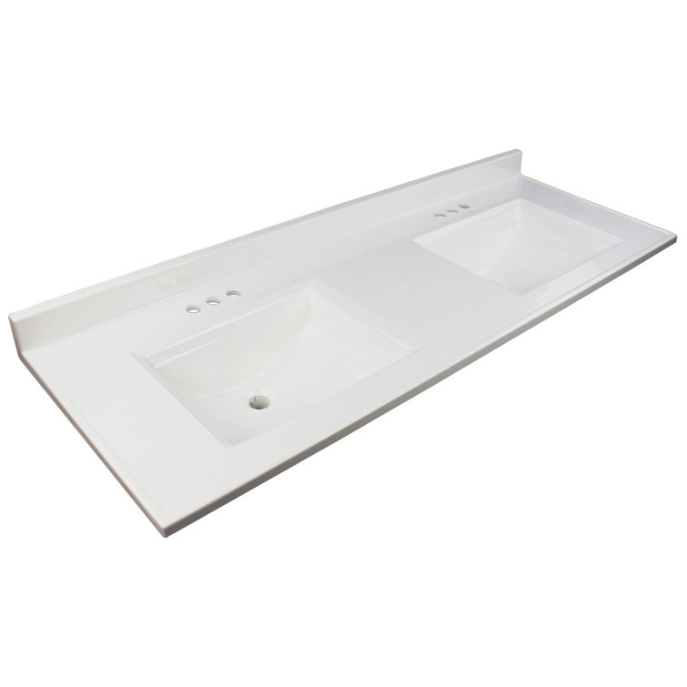 Camila 61'' Solid White Ceramic Double Bathroom Vanity Top