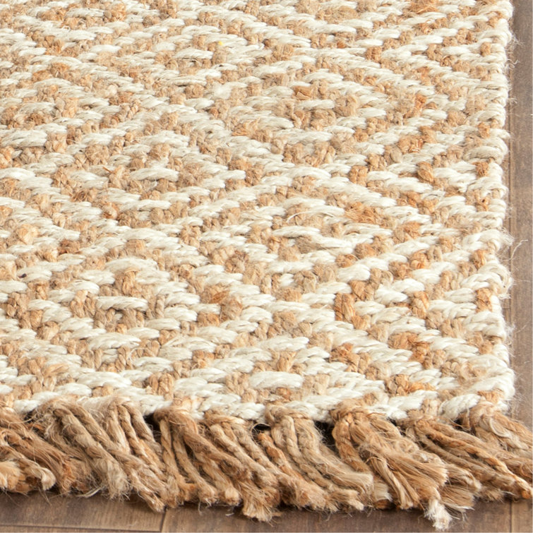 Ivory and Natural Braided Jute 10' x 14' Area Rug
