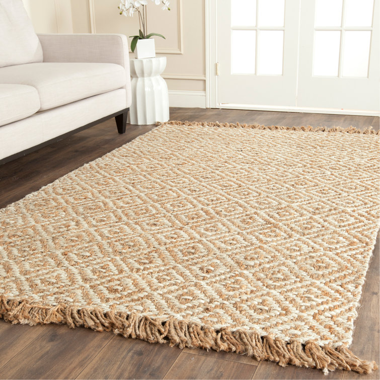 Ivory and Natural Braided Jute 10' x 14' Area Rug